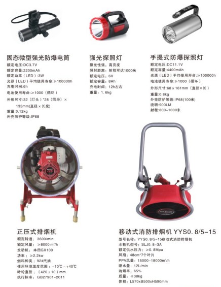 消防车照明排烟装备_防爆电筒_防爆探照灯_强光探照灯_消防排烟机