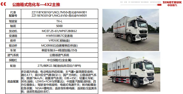 4X2公路版箱式危化车
