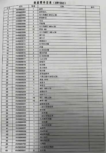 绞盘零件目录(HWV060)