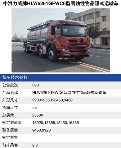 解放龙V小三轴腐蚀品罐车_拉盐酸硫酸罐车_液碱甲醛罐式运输车
