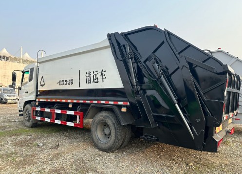 二手东风天锦压缩垃圾车(大落地斗)