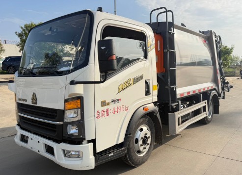 二手重汽豪沃5.8方压缩垃圾车_二手蓝牌5.8方压缩垃圾车
