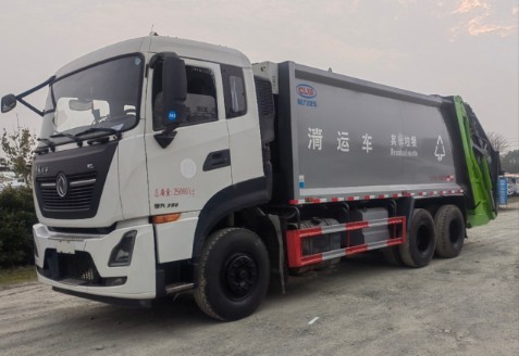二手东风天龙后双桥20方压缩垃圾车_二手程力20方压缩垃圾车