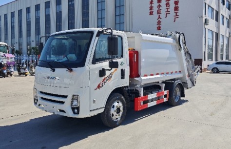 江铃顺达压缩式垃圾车_5方蓝牌压缩垃圾车
